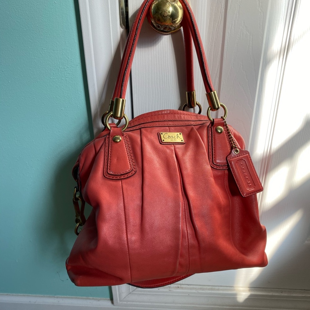 Coach coral leather purse